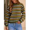 imageEVALESS Womens Sweaters Fall Fashion 2025 Long Sleeve Polka Dot Top Cowboy Chic Pullover Sweaters Colorblock OutfitsGreen