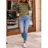 imageEVALESS Womens Sweaters Fall Fashion 2025 Long Sleeve Polka Dot Top Cowboy Chic Pullover Sweaters Colorblock OutfitsGreen