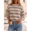 imageEVALESS Womens Sweaters Fall Fashion 2025 Long Sleeve Polka Dot Top Cowboy Chic Pullover Sweaters Colorblock OutfitsMulticolour