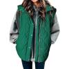 imageEVALESS Cropped Puffer Vest Women Lightweight Quilted Stand Collar Sleeveless Jackets Fall Winter 2025 Button Zip Up CoatAtlantic Green