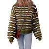 imageEVALESS Womens Sweaters Fall Fashion 2025 Long Sleeve Polka Dot Top Cowboy Chic Pullover Sweaters Colorblock OutfitsGreen
