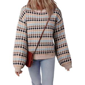 imageEVALESS Womens Sweaters Fall Fashion 2025 Long Sleeve Polka Dot Top Cowboy Chic Pullover Sweaters Colorblock OutfitsApricot