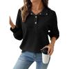 imageEVALESS Womens Oversized Sweatshirts Hoodies Casual V Neck Button Up Henley Collared Long Sleeve Shirts Pullover Tops ClothesBlack