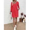 imageEVALESS Womens Dresses 2025 Fall V Neck Long Sleeve Casual Tshirt Dress Spring Contrast Striped Sweatshirt Dress Vacation Clothes with PocketsRed XXLarge