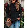 imageEVALESS Quarter Zip Sweaters for Women Waffle Kint Long Sleeve Pullover Sweater Business Casual Outfits1 B Black