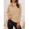 imageEVALESS Quarter Zip Sweaters for Women Waffle Kint Long Sleeve Pullover Sweater Business Casual OutfitsB Apricot