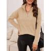 imageEVALESS Quarter Zip Sweaters for Women Waffle Kint Long Sleeve Pullover Sweater Business Casual OutfitsB Apricot