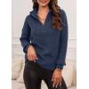 imageEVALESS Quarter Zip Sweaters for Women Waffle Kint Long Sleeve Pullover Sweater Business Casual OutfitsB Blue