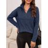 imageEVALESS Quarter Zip Sweaters for Women Waffle Kint Long Sleeve Pullover Sweater Business Casual OutfitsB Blue