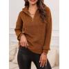 imageEVALESS Quarter Zip Sweaters for Women Waffle Kint Long Sleeve Pullover Sweater Business Casual OutfitsB Brown