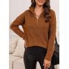 imageEVALESS Quarter Zip Sweaters for Women Waffle Kint Long Sleeve Pullover Sweater Business Casual OutfitsB Brown