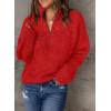 imageEVALESS Quarter Zip Sweaters for Women Waffle Kint Long Sleeve Pullover Sweater Business Casual OutfitsB Cardinal Red
