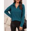 imageEVALESS Quarter Zip Sweaters for Women Waffle Kint Long Sleeve Pullover Sweater Business Casual OutfitsB Cerulean Blue