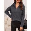 imageEVALESS Quarter Zip Sweaters for Women Waffle Kint Long Sleeve Pullover Sweater Business Casual OutfitsB Dim Gray