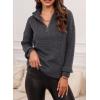 imageEVALESS Quarter Zip Sweaters for Women Waffle Kint Long Sleeve Pullover Sweater Business Casual OutfitsB Dim Gray