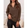 imageEVALESS Quarter Zip Sweaters for Women Waffle Kint Long Sleeve Pullover Sweater Business Casual OutfitsB Grey Brown