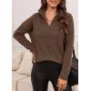 imageEVALESS Quarter Zip Sweaters for Women Waffle Kint Long Sleeve Pullover Sweater Business Casual OutfitsB Grey Brown
