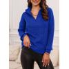 imageEVALESS Quarter Zip Sweaters for Women Waffle Kint Long Sleeve Pullover Sweater Business Casual OutfitsB Navy Blue