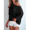 imageEVALESS Sexy Off The Shoulder Tops for Women 34 Length Sleeve Womens Tops Spring Fall 2025 Boat Neck One Shoulder ShirtsBlack