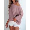 imageEVALESS Sexy Off The Shoulder Tops for Women 34 Length Sleeve Womens Tops Spring Fall 2025 Boat Neck One Shoulder ShirtsFushia