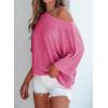 imageEVALESS Sexy Off The Shoulder Tops for Women 34 Length Sleeve Womens Tops Spring Fall 2025 Boat Neck One Shoulder ShirtsRose Red