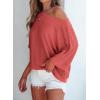 imageEVALESS Sexy Off The Shoulder Tops for Women 34 Length Sleeve Womens Tops Spring Fall 2025 Boat Neck One Shoulder ShirtsZ Tawny