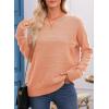 imageEVALESS Sweaters for Women Long Sleeve Fall Outfits 2025 Back Bow Knot Sweaters Round Neck Solid Knit Pullover TopsPeach