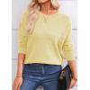 imageEVALESS Sweaters for Women Long Sleeve Fall Outfits 2025 Back Bow Knot Sweaters Round Neck Solid Knit Pullover TopsYellow