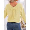 imageEVALESS Sweaters for Women Long Sleeve Fall Outfits 2025 Back Bow Knot Sweaters Round Neck Solid Knit Pullover TopsYellow