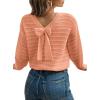 imageEVALESS Sweaters for Women Long Sleeve Fall Outfits 2025 Back Bow Knot Sweaters Round Neck Solid Knit Pullover TopsPeach