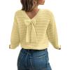 imageEVALESS Sweaters for Women Long Sleeve Fall Outfits 2025 Back Bow Knot Sweaters Round Neck Solid Knit Pullover TopsYellow