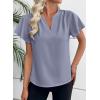 imageEVALESS Blouses for Women Dressy Casual Summer Ruffle Short Sleeve V Neck Work Tops Busines Office ShirtsBeau Blue