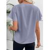 imageEVALESS Blouses for Women Dressy Casual Summer Ruffle Short Sleeve V Neck Work Tops Busines Office ShirtsBeau Blue