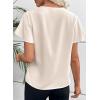 imageEVALESS Blouses for Women Dressy Casual Summer Ruffle Short Sleeve V Neck Work Tops Busines Office ShirtsBeige