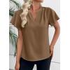 imageEVALESS Blouses for Women Dressy Casual Summer Ruffle Short Sleeve V Neck Work Tops Busines Office ShirtsDark Khaki