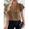 imageEVALESS Blouses for Women Dressy Casual Summer Ruffle Short Sleeve V Neck Work Tops Busines Office ShirtsDark Khaki