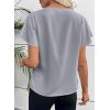 imageEVALESS Blouses for Women Dressy Casual Summer Ruffle Short Sleeve V Neck Work Tops Busines Office ShirtsGray