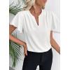 imageEVALESS Blouses for Women Dressy Casual Summer Ruffle Short Sleeve V Neck Work Tops Busines Office ShirtsWhite