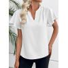 imageEVALESS Blouses for Women Dressy Casual Summer Ruffle Short Sleeve V Neck Work Tops Busines Office ShirtsWhite