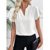 imageEVALESS Blouses for Women Dressy Casual Summer Ruffle Short Sleeve V Neck Work Tops Busines Office ShirtsWhite