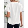 imageEVALESS Blouses for Women Dressy Casual Summer Ruffle Short Sleeve V Neck Work Tops Busines Office ShirtsWhite