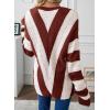 imageEVALESS Sweaters for Women Sleeve Sexy Deep V Neck Casual Knit Striped Pullover SweaterA Brown