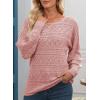 imageEVALESS Womens Crochet Boat Neck Long Sleeve Loose Fit Sweaters Fall Winter Clothes for Women Fashion 2025Pink