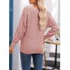 imageEVALESS Womens Crochet Boat Neck Long Sleeve Loose Fit Sweaters Fall Winter Clothes for Women Fashion 2025Pink