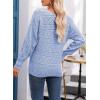 imageEVALESS Womens Crochet Boat Neck Long Sleeve Loose Fit Sweaters Fall Winter Clothes for Women Fashion 2025Sky Blue