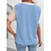imageEVALESS Womens Short Sleeve Knit T Shirts Multicolour Ribbed Color Block Crewneck Tee Blouses Trendy Spring TopsBlue