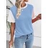 imageEVALESS Womens Short Sleeve Knit T Shirts Multicolour Ribbed Color Block Crewneck Tee Blouses Trendy Spring TopsBlue