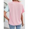 imageEVALESS Womens Short Sleeve Knit T Shirts Multicolour Ribbed Color Block Crewneck Tee Blouses Trendy Spring TopsLight Pink