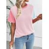 imageEVALESS Womens Short Sleeve Knit T Shirts Multicolour Ribbed Color Block Crewneck Tee Blouses Trendy Spring TopsLight Pink