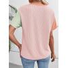 imageEVALESS Womens Short Sleeve Knit T Shirts Multicolour Ribbed Color Block Crewneck Tee Blouses Trendy Spring TopsPink